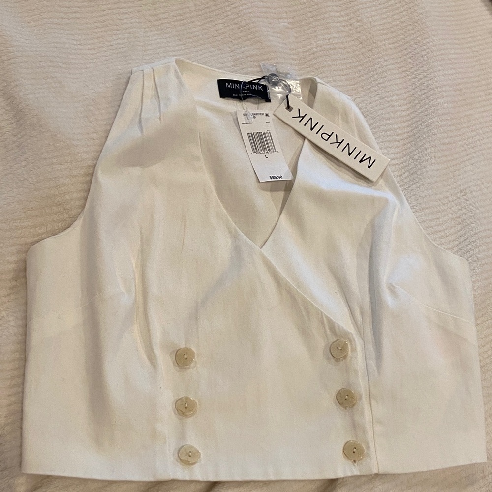 MINKPINK Women's Cream Buttoned Vest Top